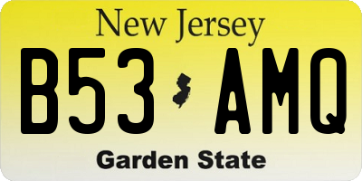 NJ license plate B53AMQ