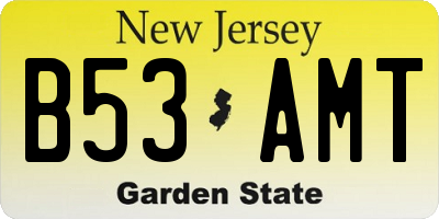 NJ license plate B53AMT