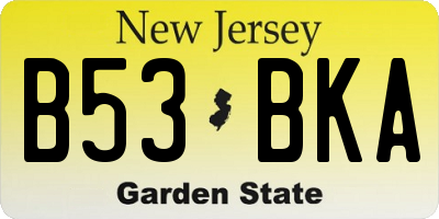NJ license plate B53BKA