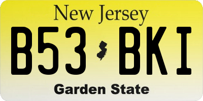 NJ license plate B53BKI