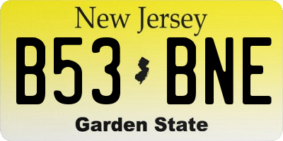 NJ license plate B53BNE