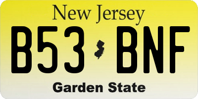 NJ license plate B53BNF