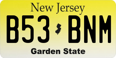 NJ license plate B53BNM