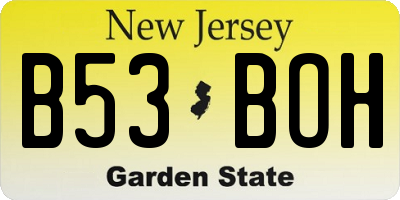 NJ license plate B53BOH