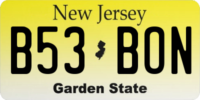 NJ license plate B53BON