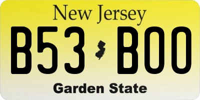 NJ license plate B53BOO
