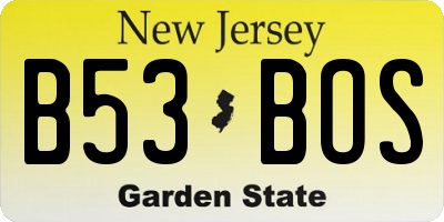 NJ license plate B53BOS