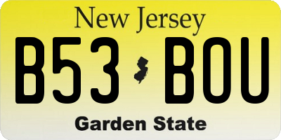 NJ license plate B53BOU