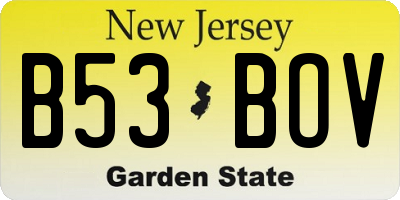 NJ license plate B53BOV
