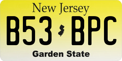 NJ license plate B53BPC