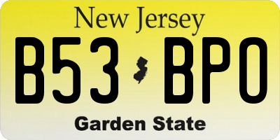 NJ license plate B53BPO