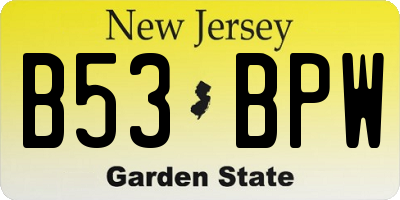 NJ license plate B53BPW