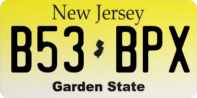 NJ license plate B53BPX