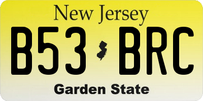 NJ license plate B53BRC