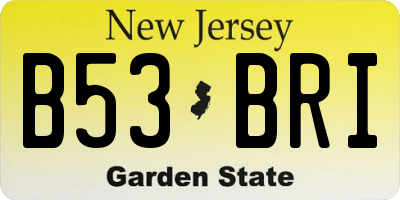 NJ license plate B53BRI