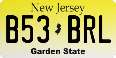 NJ license plate B53BRL