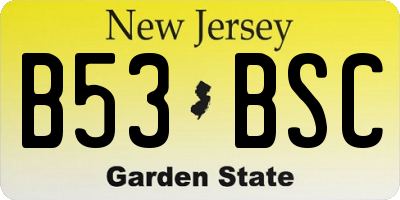 NJ license plate B53BSC