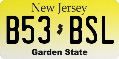 NJ license plate B53BSL