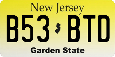 NJ license plate B53BTD