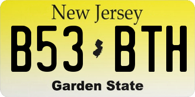 NJ license plate B53BTH