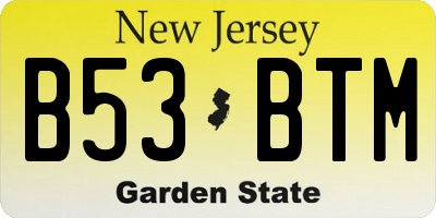 NJ license plate B53BTM