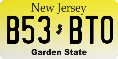 NJ license plate B53BTO