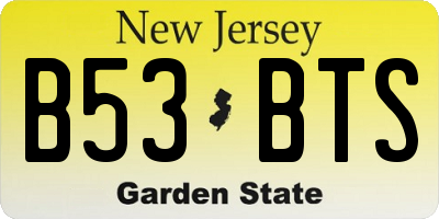 NJ license plate B53BTS