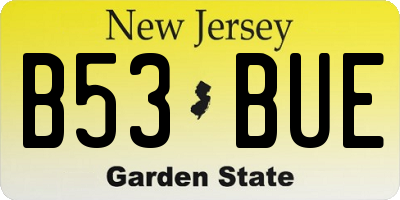 NJ license plate B53BUE