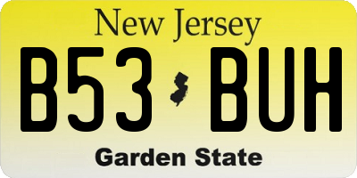 NJ license plate B53BUH