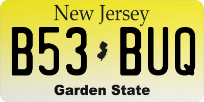 NJ license plate B53BUQ