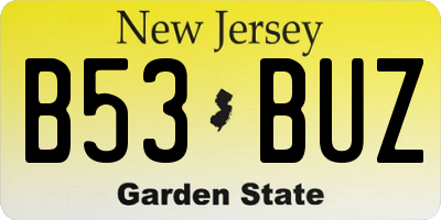 NJ license plate B53BUZ
