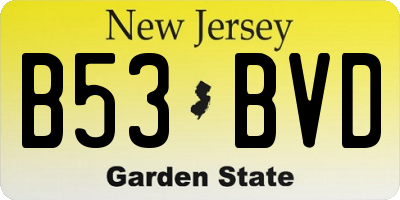 NJ license plate B53BVD