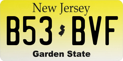 NJ license plate B53BVF
