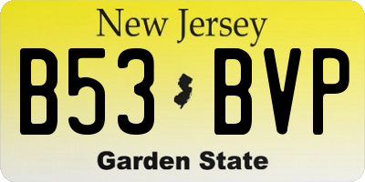 NJ license plate B53BVP