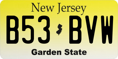 NJ license plate B53BVW