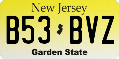 NJ license plate B53BVZ