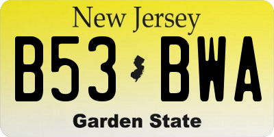 NJ license plate B53BWA