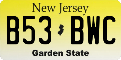 NJ license plate B53BWC