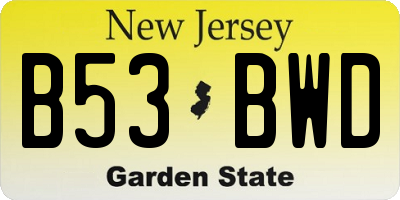 NJ license plate B53BWD