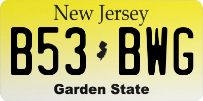 NJ license plate B53BWG