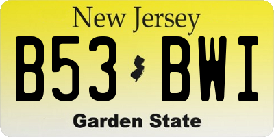 NJ license plate B53BWI