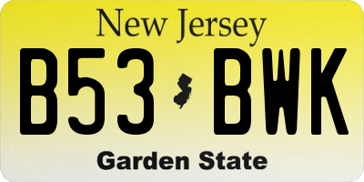 NJ license plate B53BWK