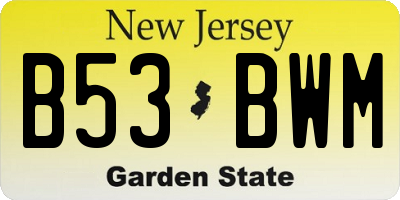 NJ license plate B53BWM