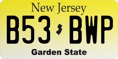 NJ license plate B53BWP