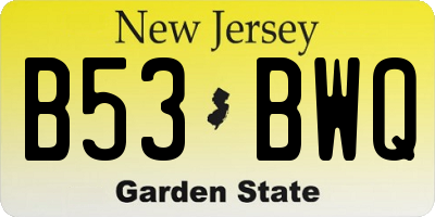 NJ license plate B53BWQ