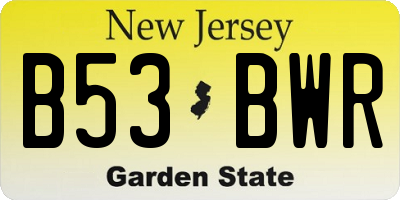 NJ license plate B53BWR