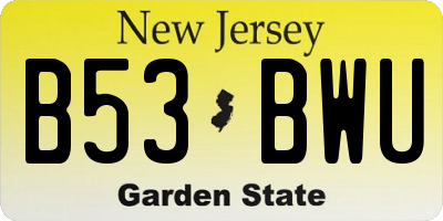 NJ license plate B53BWU