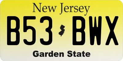 NJ license plate B53BWX