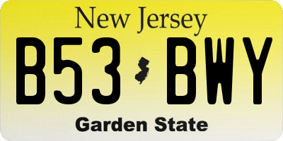 NJ license plate B53BWY