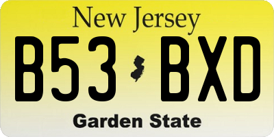 NJ license plate B53BXD